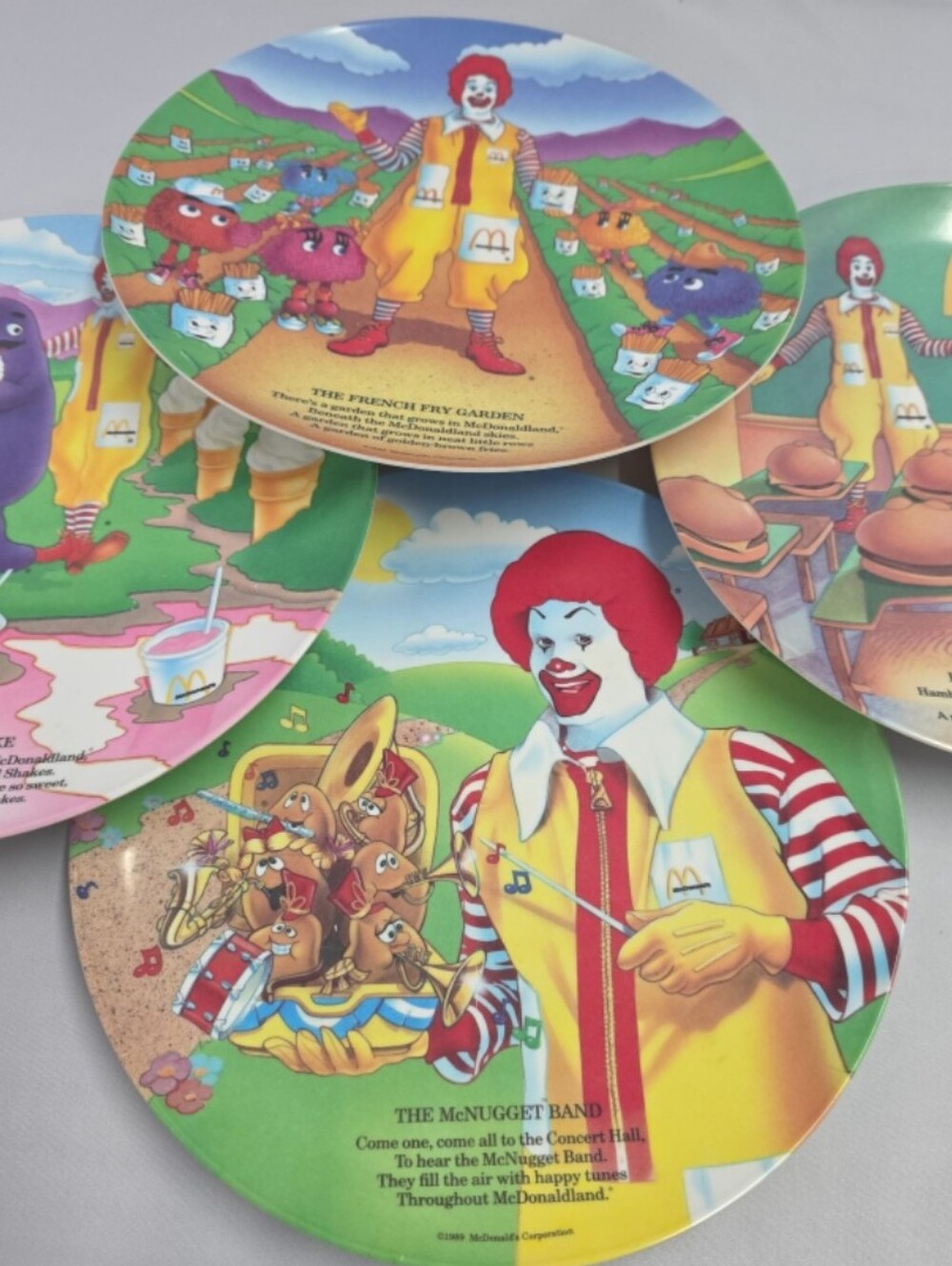 Vintage McDonald's Plastic Collectible Character 9" Plates Set of 4 1989